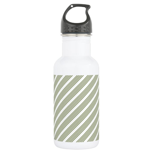 Bouteille D'eau Motif à cinq bandes vert et blanc olive (Devant)