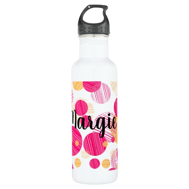 Bouteille D'eau Motif à pointe rose sur mesure tendance (Devant)