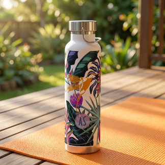 Bouteille D'eau Motif audacieux de feuillage tropical avec colibri