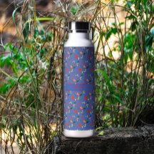 Motif bleu fleur sauvage rouge pavot isolé