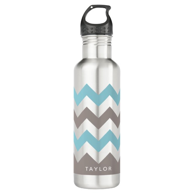 Bouteille D'eau Motif Blue Grey Chevron (Devant)
