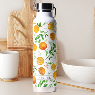 Bouteille D'eau Motif botanique floral d'été aux agrumes orange
