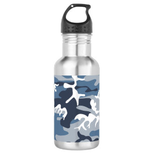 Bouteille D'eau Motif camouflage bleu neige hivernale, Militaire,