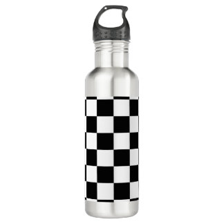 Bouteille D'eau Motif Checkered noir et blanc