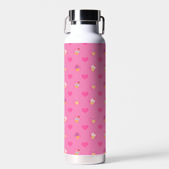 Bouteille D'eau Motif Cupcake rose (Avant)
