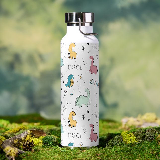 Bouteille D'eau Motif Cute Dinosaur Nom personnalisé Enfants (Cute Dinosaur Pattern Personalized Name Kids Water Bottle)
