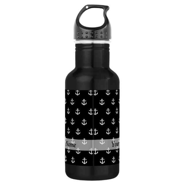 Bouteille D'eau Motif d'ancrage noir (Devant)