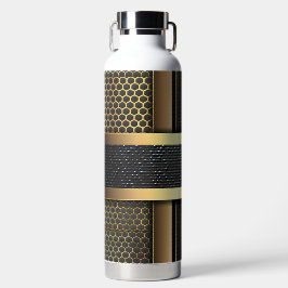 BOUTEILLE D'EAU MOTIF D'APERÇU NOIR ET OR MODERNE