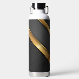 BOUTEILLE D'EAU MOTIF D'APERÇU NOIR ET OR MODERNE