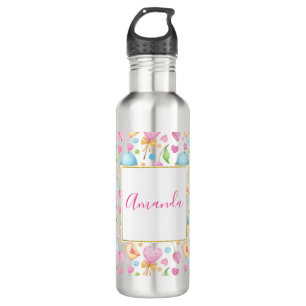 Bouteille D'eau Motif d'aquarelle douce Coeurs et Cupcakes