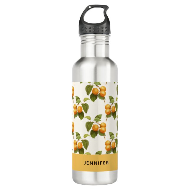 Bouteille D'eau Motif d'aquarelle vintage Orange Apricots (Devant)