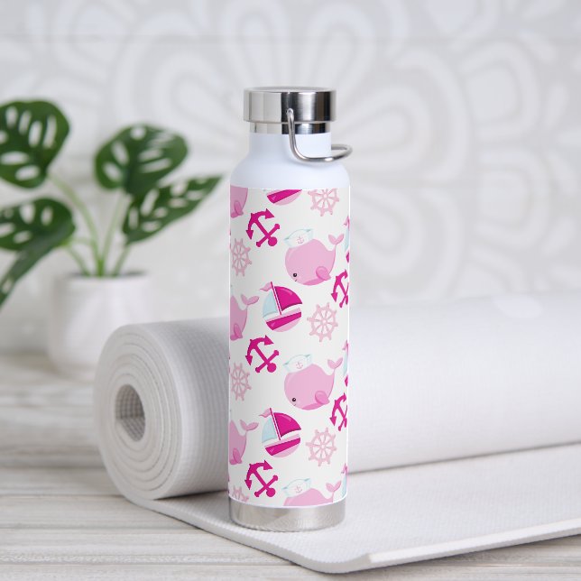 Bouteille D'eau Motif De Baleines, Beaux Baleines, Baleines Roses (Yoga)