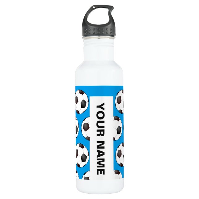 Bouteille D'eau Motif de ballon de football avec le nom (Devant)