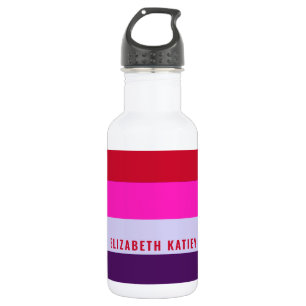 Bouteille D'eau Motif de bandes rouge, rose et violet
