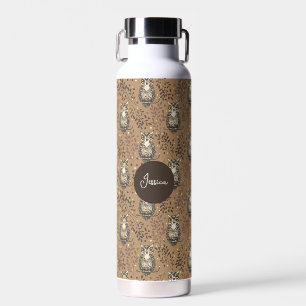 Bouteille D'eau Motif de bois illustré de Chouette Brown