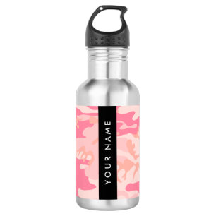 Bouteille D'eau Motif de camouflage rose, Votre nom, Personnaliser