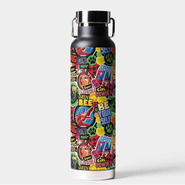 Bouteille D'eau Motif de caractères superhéros miraculeux (Avant)