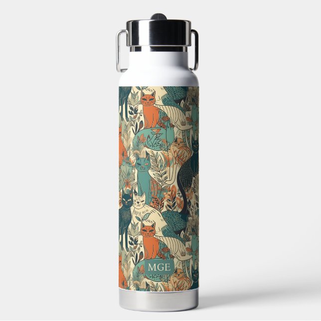 Bouteille D'eau Motif de chats monographiques personnalisés (Salle de sport)