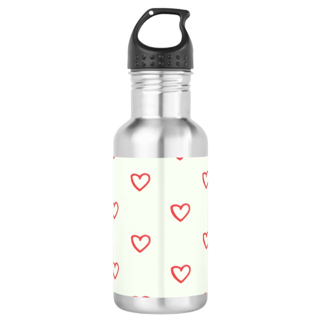 Bouteille D'eau Motif de cœurs rouges, Mignon, Amour (Devant)