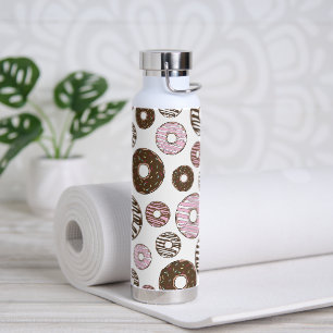 Bouteille D'eau Motif De Donuts, Donuts Roses, Donuts Brown