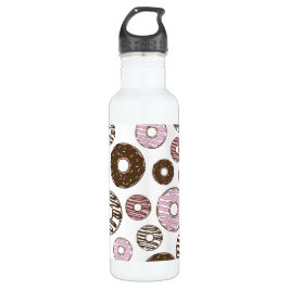 Bouteille D'eau Motif De Donuts, Donuts Roses, Donuts Brown