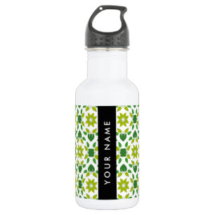 Bouteille D'eau Motif de feuille, feuilles vertes, Votre Nom