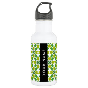 Bouteille D'eau Motif de feuille, feuilles vertes, votre nom