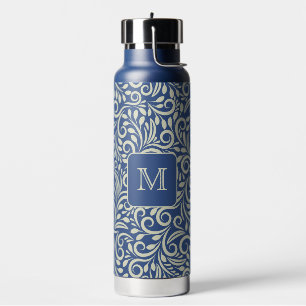 Bouteille D'eau Motif de feuille florale Monogramme personnalisé