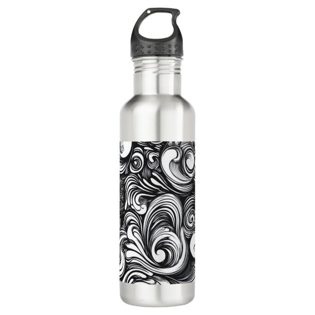Bouteille D'eau Motif De Flèche Noir Et Blanc (Devant)
