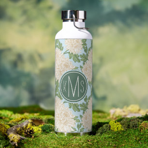 Bouteille D'eau Motif de fleurs de maman du jardin blanc
