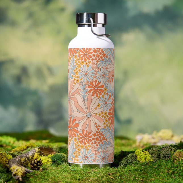 Bouteille D'eau Motif de jardin à fleurs rétro (Café)