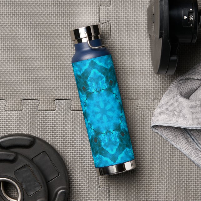 Bouteille D'eau Motif de kaléidoscope bleu glace givrée (Couvercle)