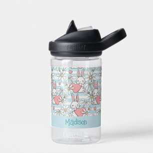 Bouteille D'eau Motif de lapins d'amour nom personnalisé