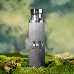 Bouteille D'eau Motif de maille géométrique gris clair Monogramme