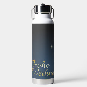 Bouteille D'eau Motif de Noël bleu avec arbre de Noël doré