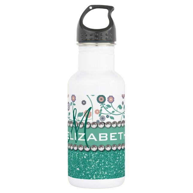Bouteille D'eau Motif de parties scintillantes de fleur de (Devant)