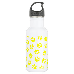 Bouteille D'eau Motif de pattes, pattes de chien, pattes jaunes