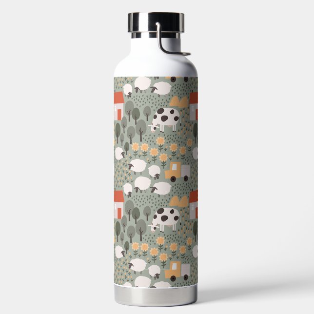 Bouteille D'eau Motif de scène de ferme mignonne (Droite)