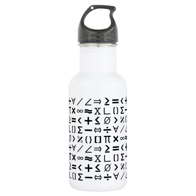 Bouteille D'eau Motif de signes et symboles en mathématiques noir  (Devant)