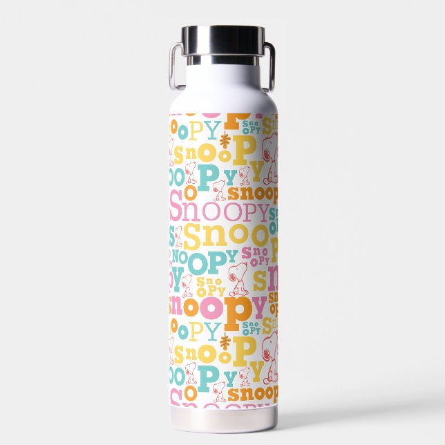 Bouteille D'eau Motif de texte Snoopy Pastel (Avant)