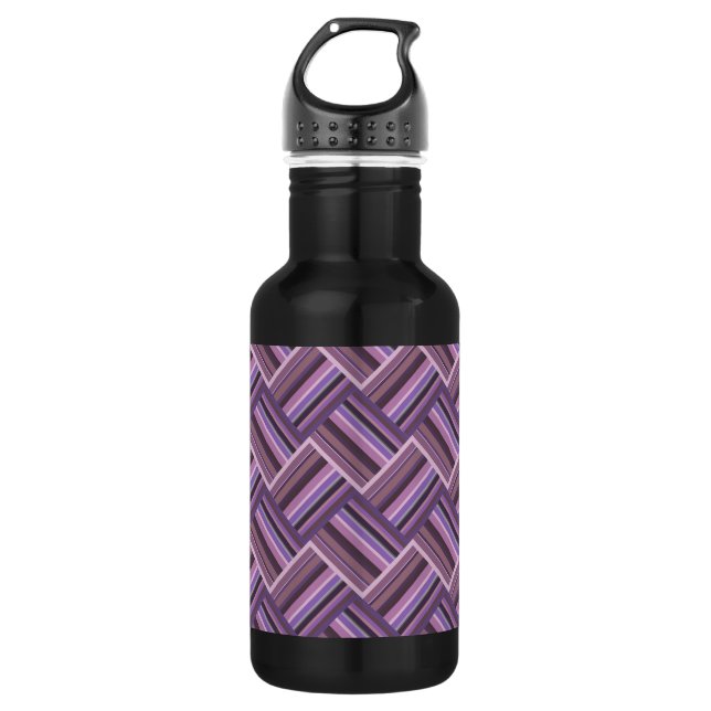Bouteille D'eau Motif de tissage diagonale rayures mauve (Devant)