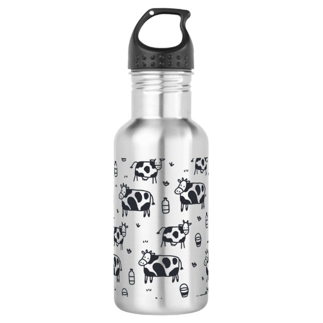 Bouteille D'eau Motif de vache caricaturée (Devant)