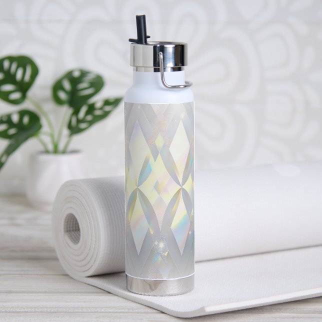 Bouteille D'eau Motif diamant blanc Iridescendant (Yoga)