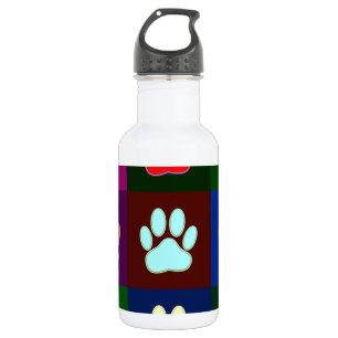 Bouteille D'eau Motif Empreinte de patte de chien multicolore