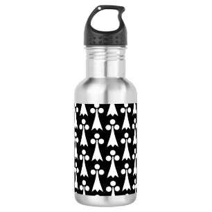 Bouteille D'eau Motif Ermine, Motif Médiéval, Blanc sur Noir