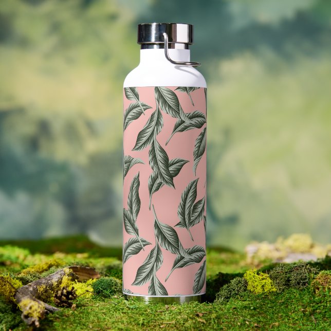 Bouteille D'eau Motif Feuille du jardin tropical (Café)