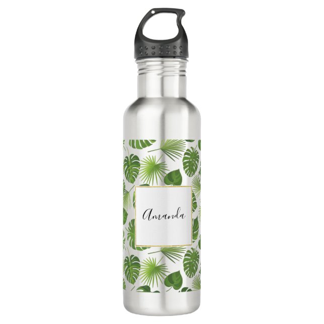Bouteille D'eau Motif Feuille élégant Green Tropical (Devant)
