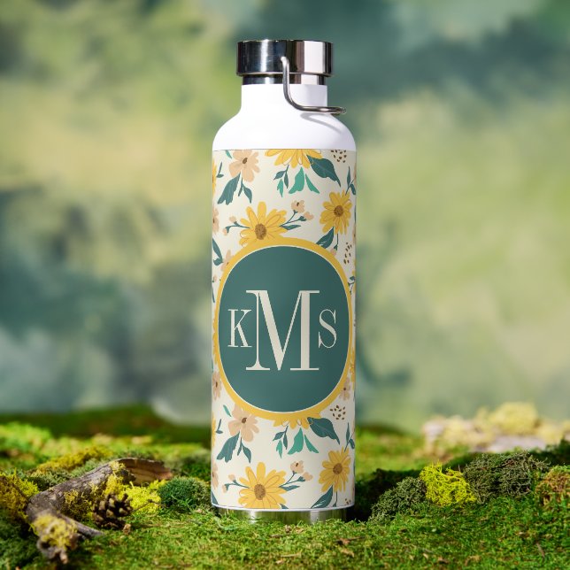 Bouteille D'eau Motif Fleur de marguerite jaune (Café)