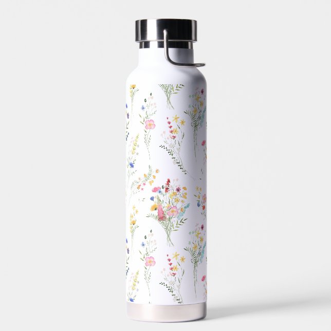 Bouteille D'eau Motif floral aquarelle de fleurs sauvages (Gauche)