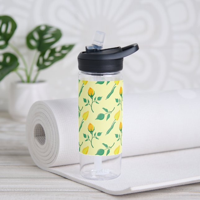 Bouteille D'eau Motif floral avec rose jaune et fleurs de tulipe (Yoga)